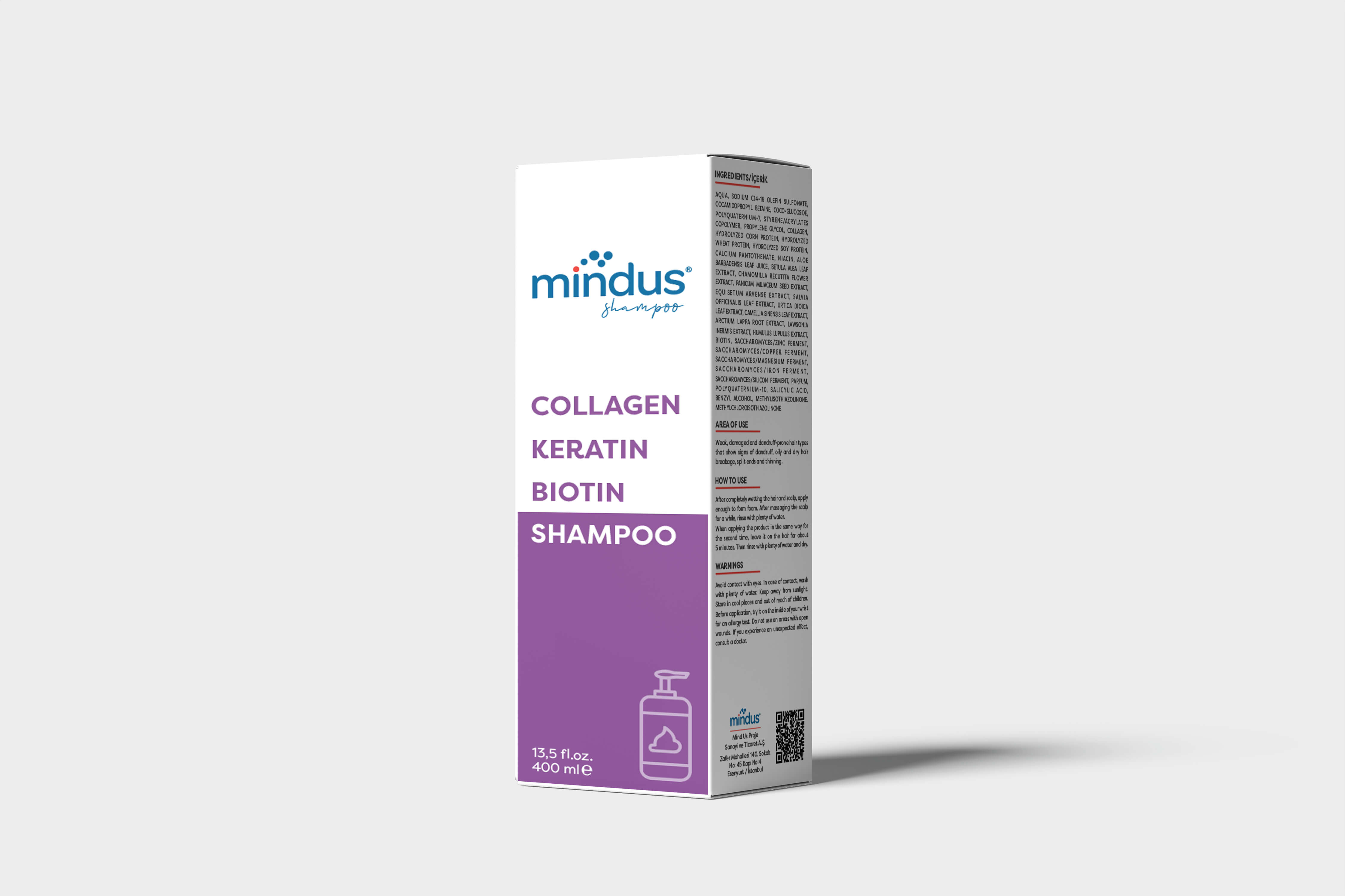 mindus Collagen & Keratin & Biotin Ekstra Hacim Şampuanı 400ml – Tüm Saçlar