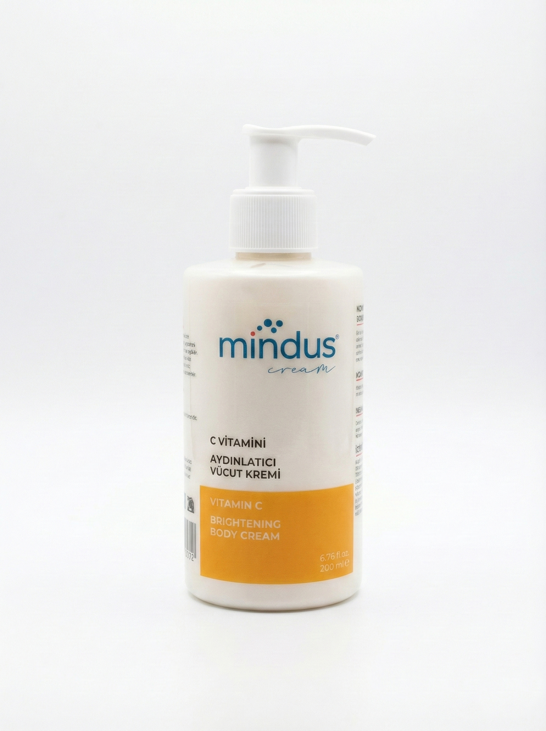 Mindus Cilt Aydınlatıcı, Ton Eşitleyici, Nemlendirici C Vitamini Vücut Kremi 200 ml